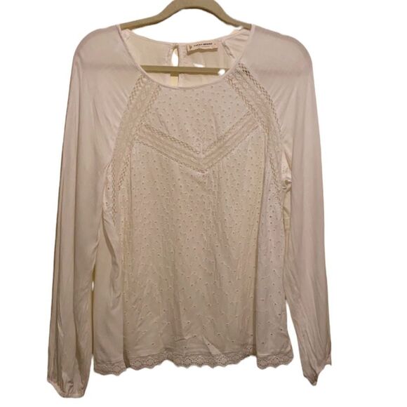 Lucky Brand white blouse in very good condition. Size L. - Picture 1 of 12